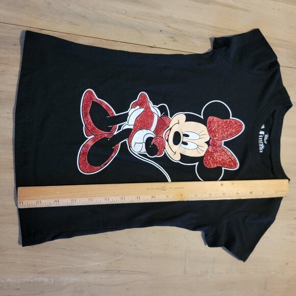 Disney Minnie Mouse Black T-shirt Size 6‎ / 6X RN#55219 Glitter Design - Picture 6 of 6